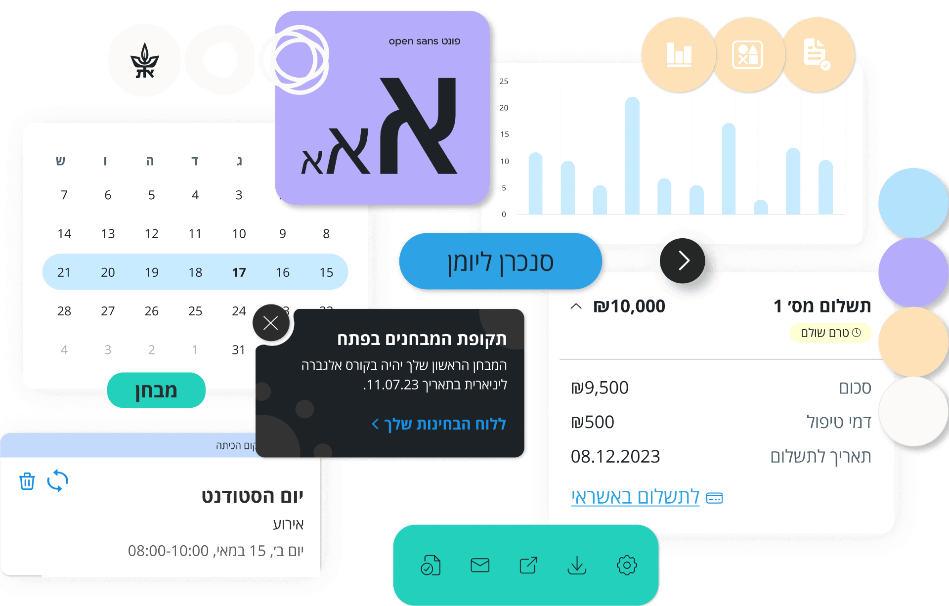 TAU design system components - calendar, typography, charts, buttons